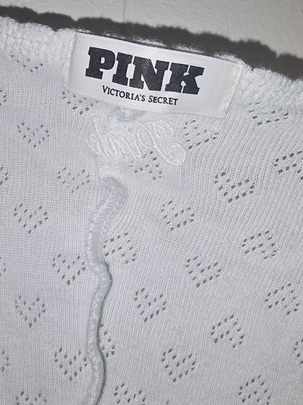 PINK Victoria's Secret by Victoria's Secret Women’s White Eyelet Sleep Romper